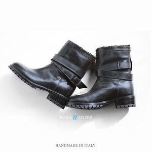 Ross & Snow Women's 8 Shearling Moto Boots Black